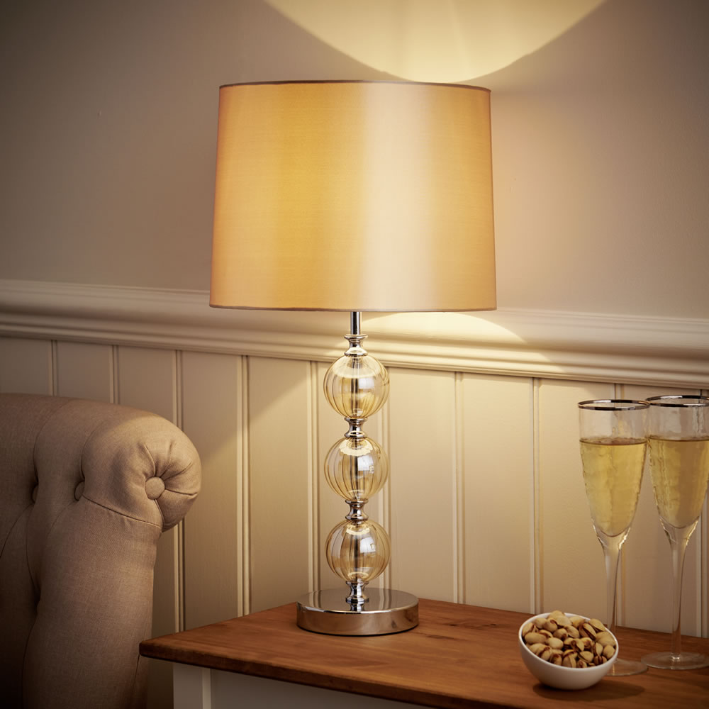 Wilko Champagne Gold Glass Table Lamp Image 9