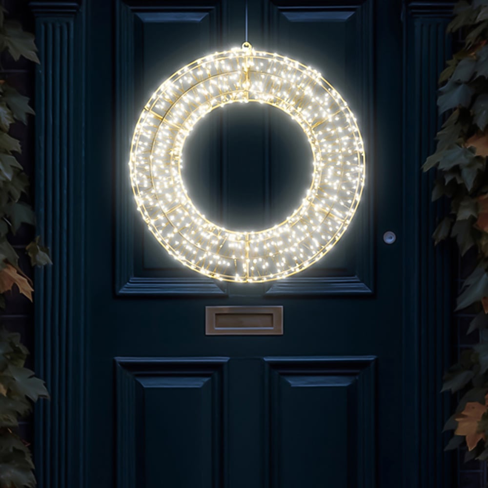 Xmas Haus Warm White LED Metal Wreath 50cm Image 5