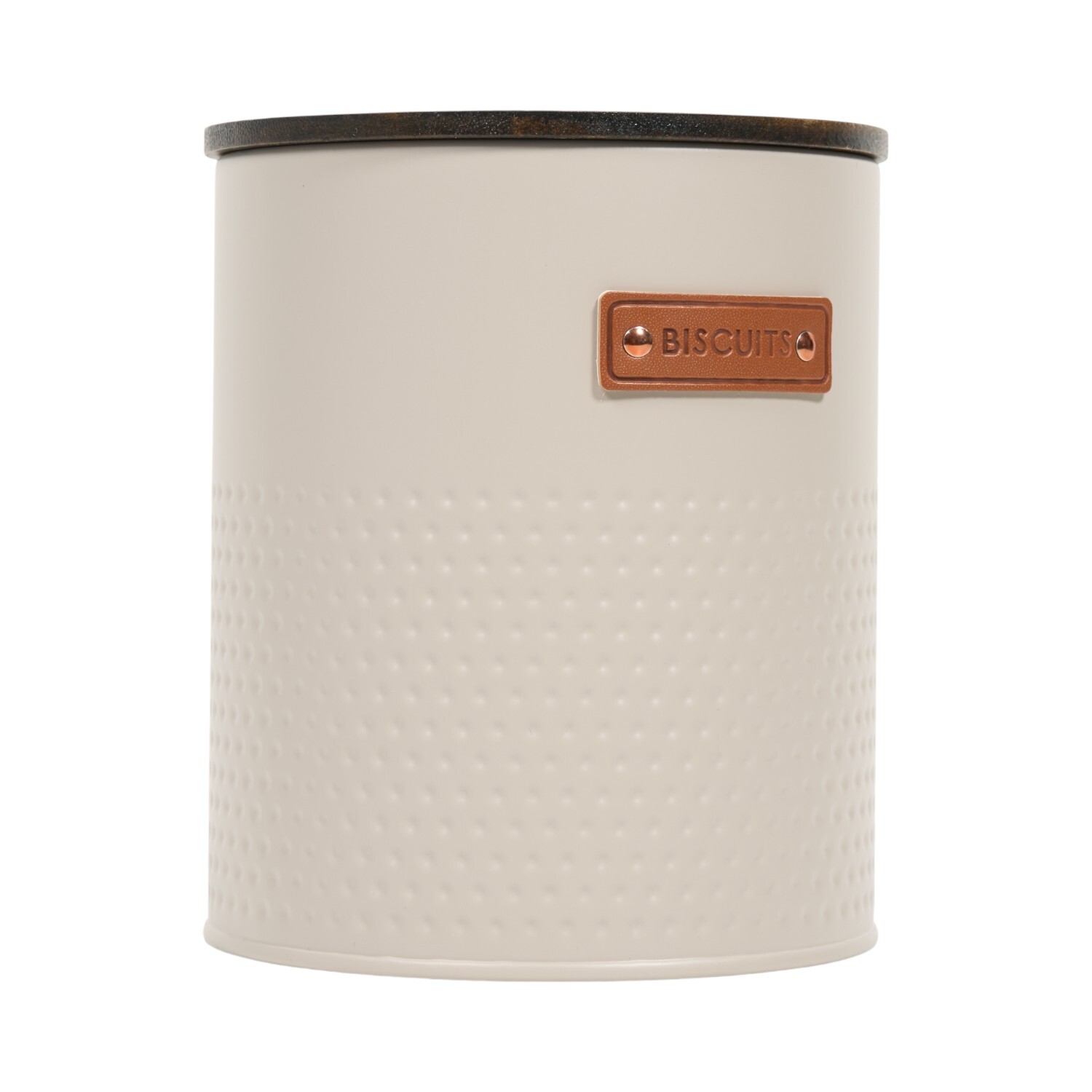 Round Embossed Biscuit Canister Greige Image 2