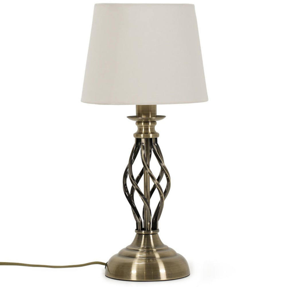 ValueLights Memphis Antique Brass Barley Twist LED Table Lamp Image 1