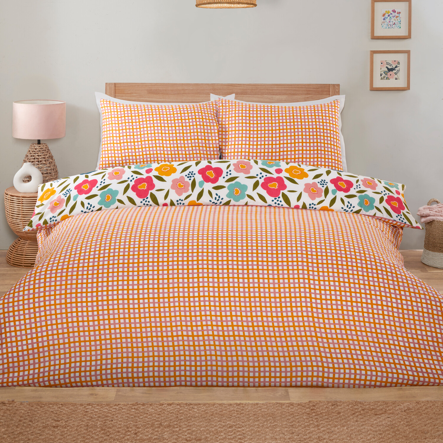Lottie Floral Bedding SetOrangeSingle Image 2