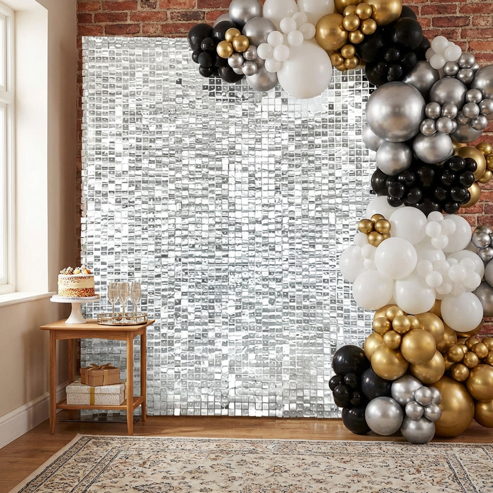 Silver Disco Shimmer Wall Panel 36 Pack Image 2