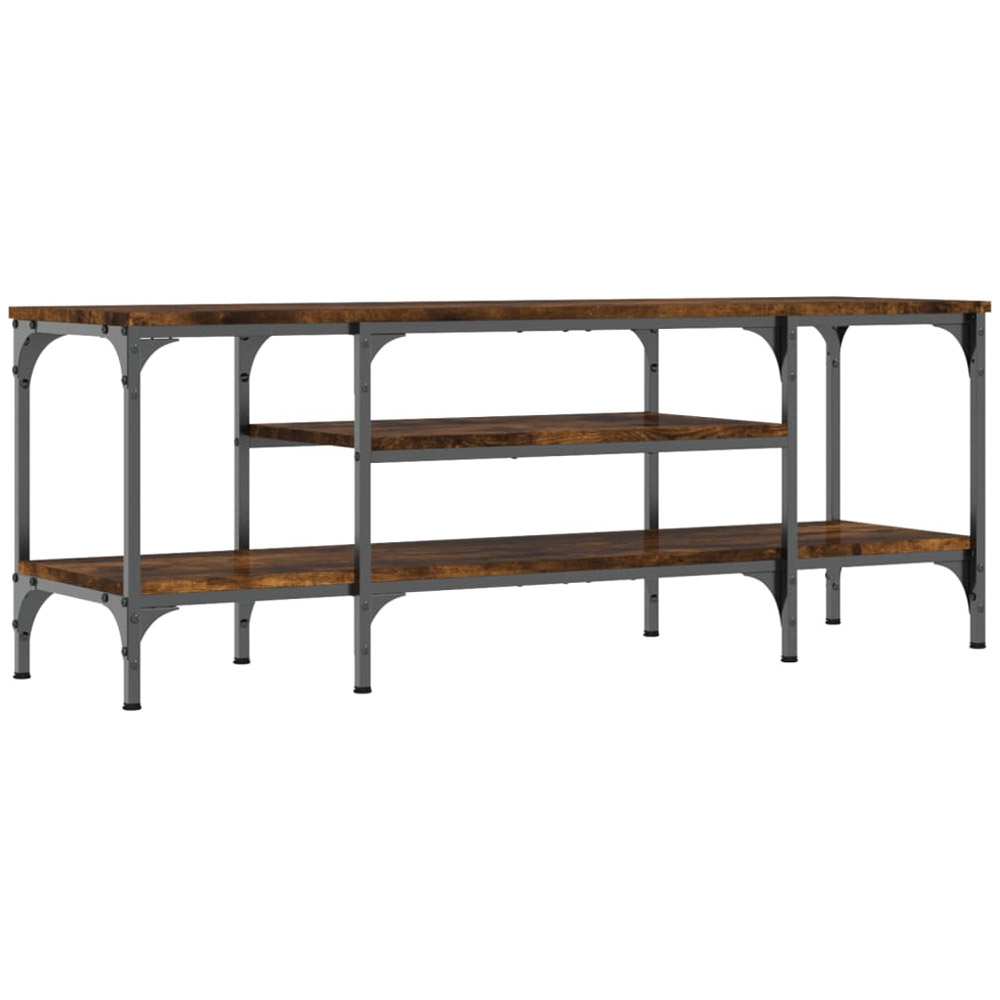 vidaXL 4 Open Shelf Smoked Oak and Black TV Cabinet Image 6