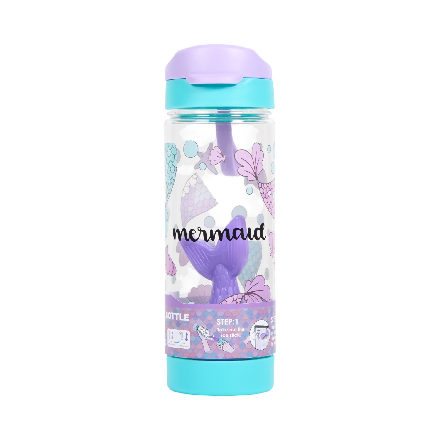 Mermaid Print Ice Stick Bottle Blue and Purple Image 1