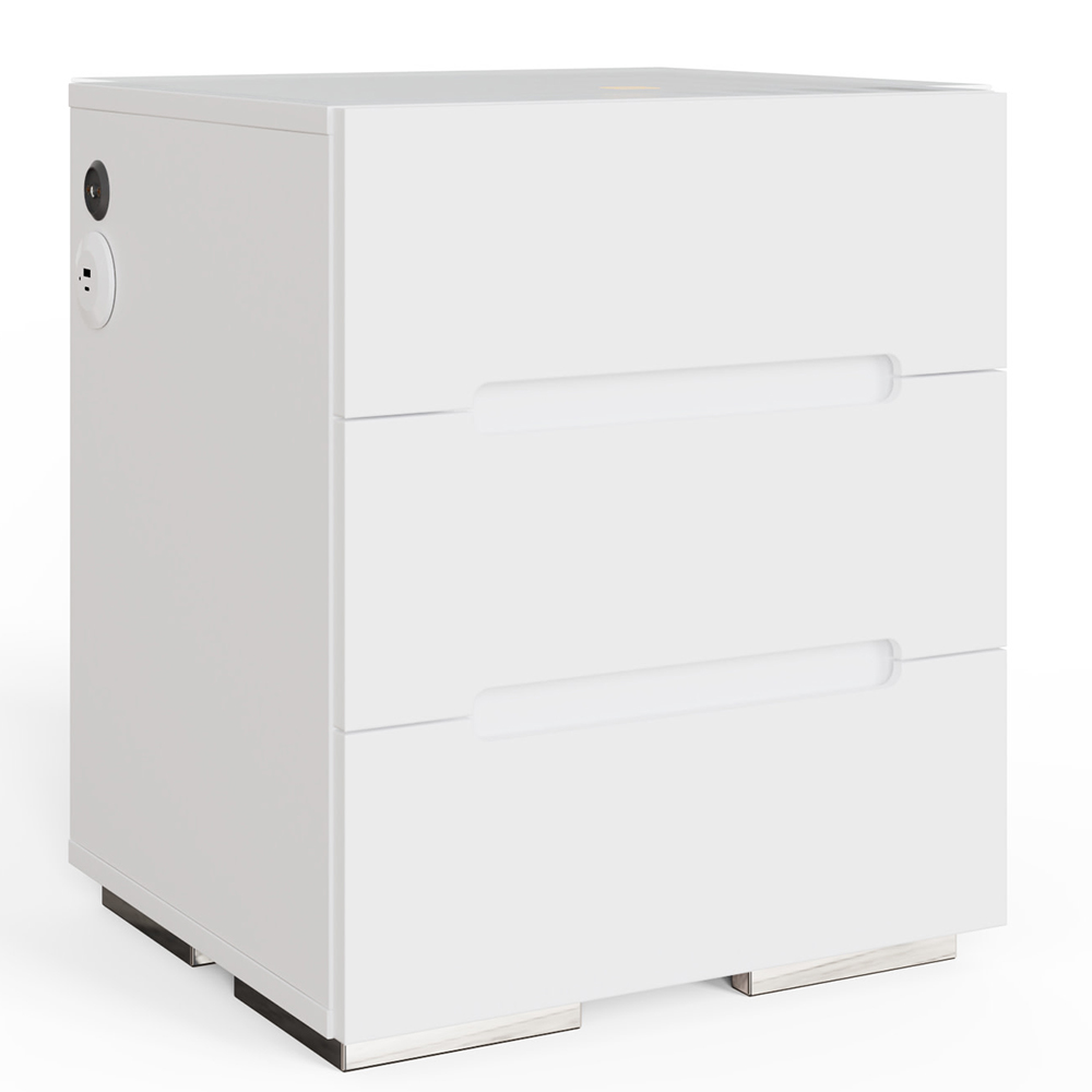 GFW Riley 3 Drawer White Smart Bedside Table Image 6