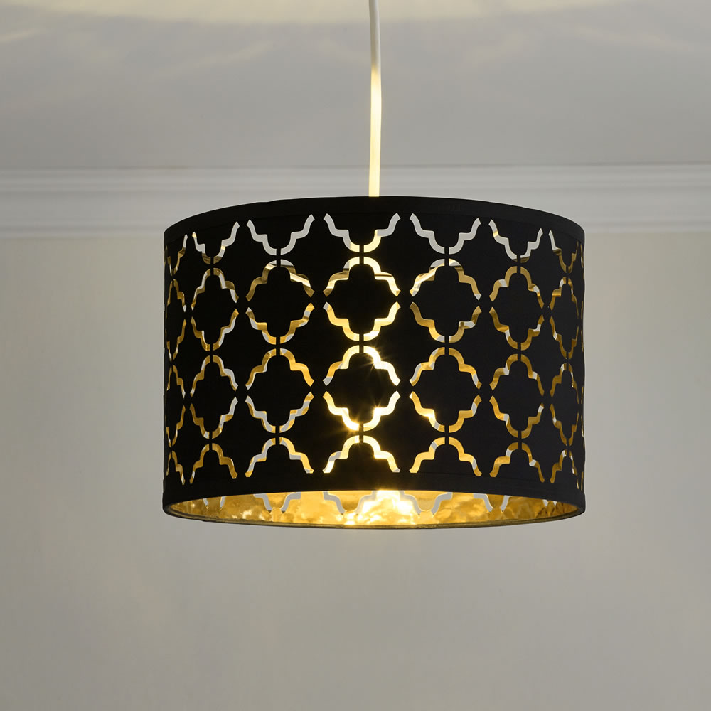 Wilko Black Light Shade With Gold, Lamp Shade Black And Gold