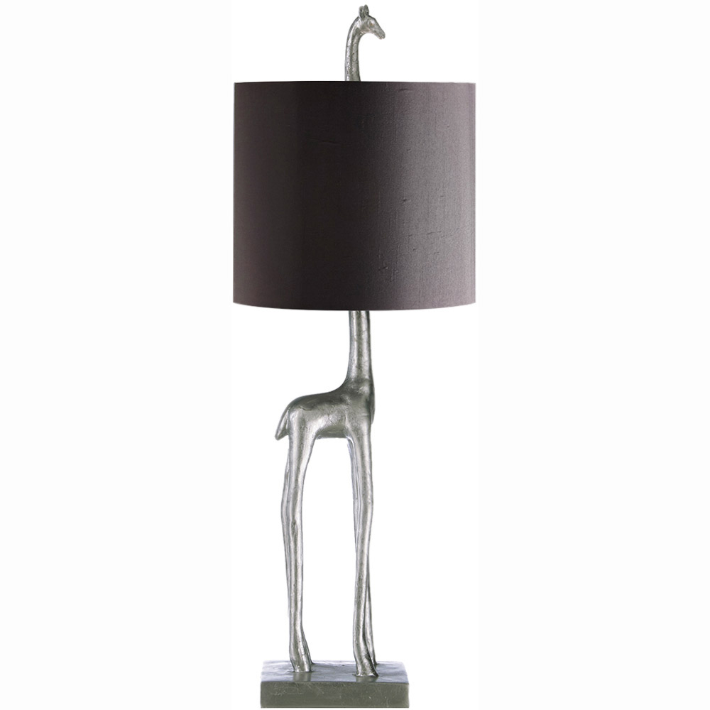 The Lighting and Interiors Silver Jeffrey Giraffe Table Lamp Image 1