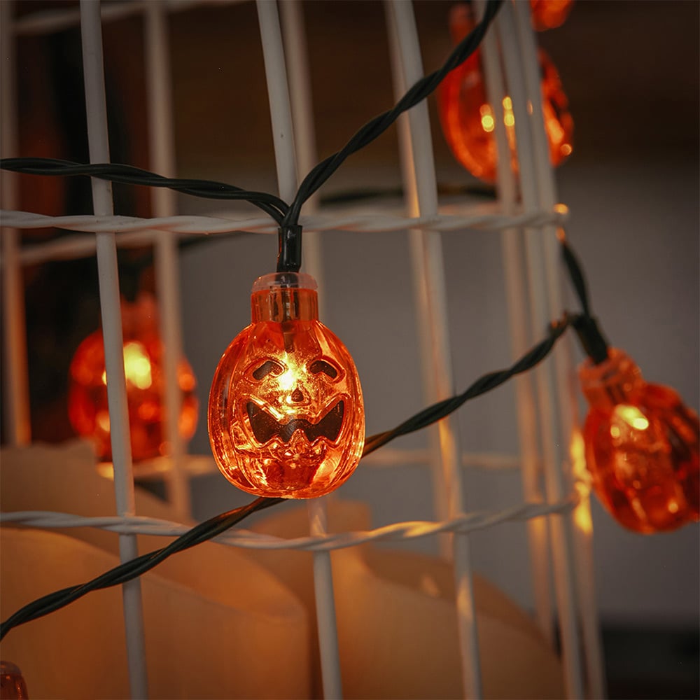 Living and Home Halloween Orange Sphere Pumpkin LED String Lights 5m Image 5