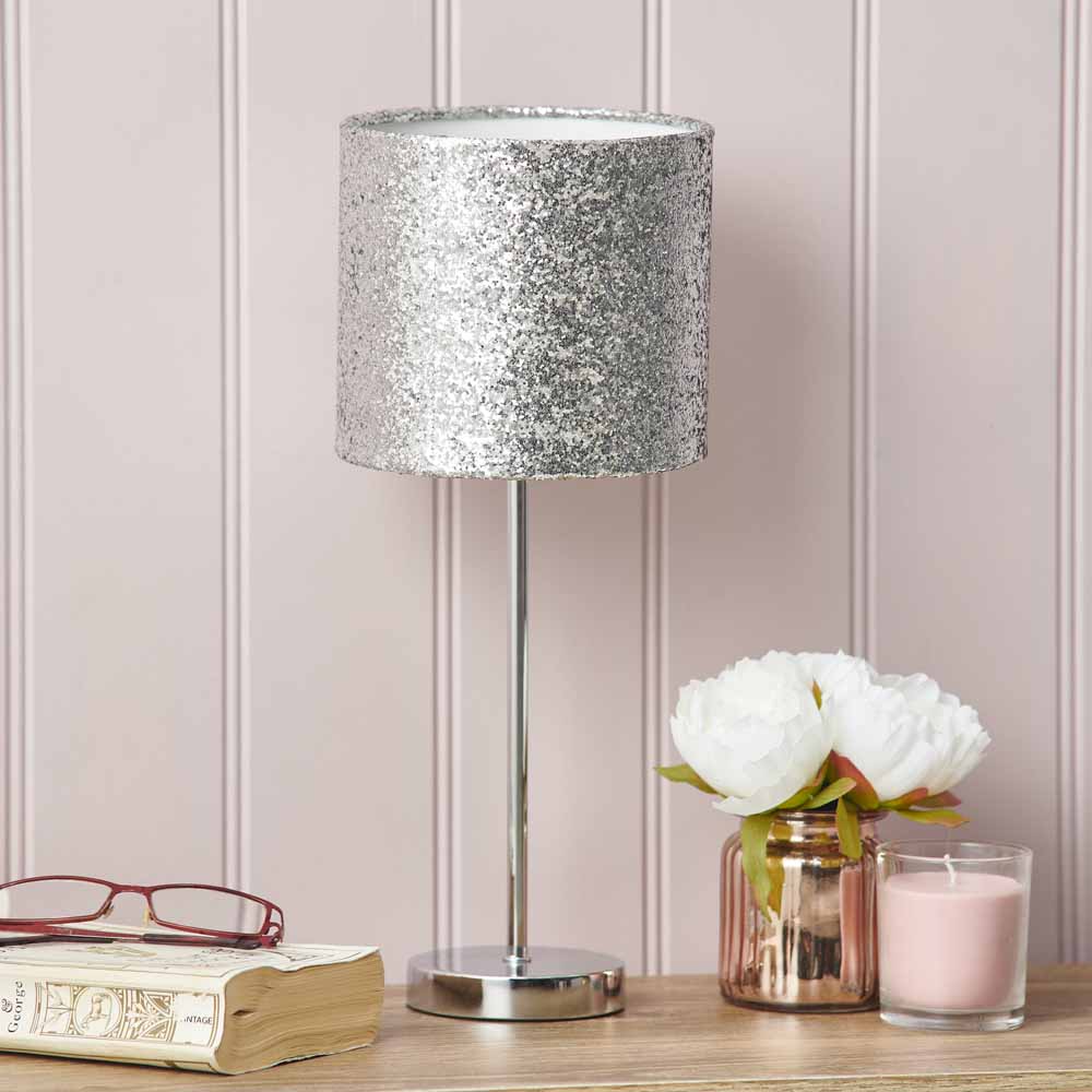 Wilko Milan Silver Glitter Table Lamp Image 6