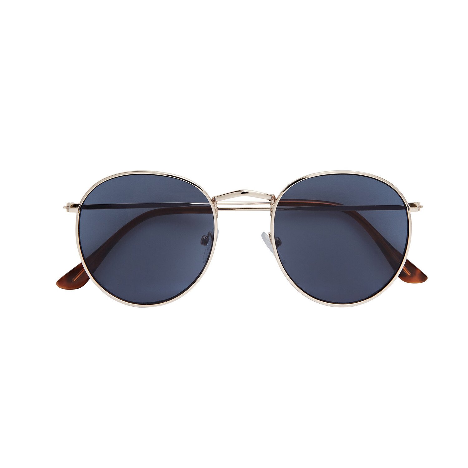 Small Round Fashion Sunglasses Brown and Blue Image 1