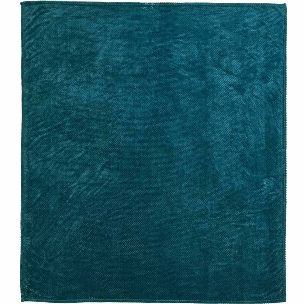 Wilko Dark Teal Waffle Throw 200 x 240cm Wilko