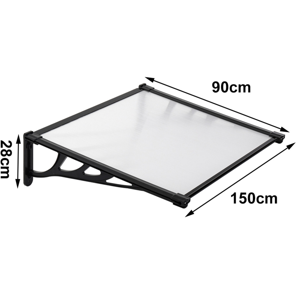 Living and Home Black Window and Door Awning Canopy with Brackets 90 x 150cm Image 7