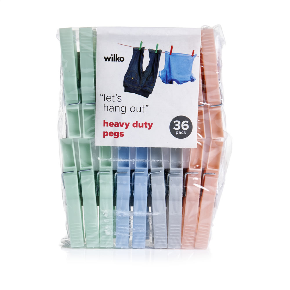 Wilko Heavy Duty Pegs Multicoloured 36pk Wilko
