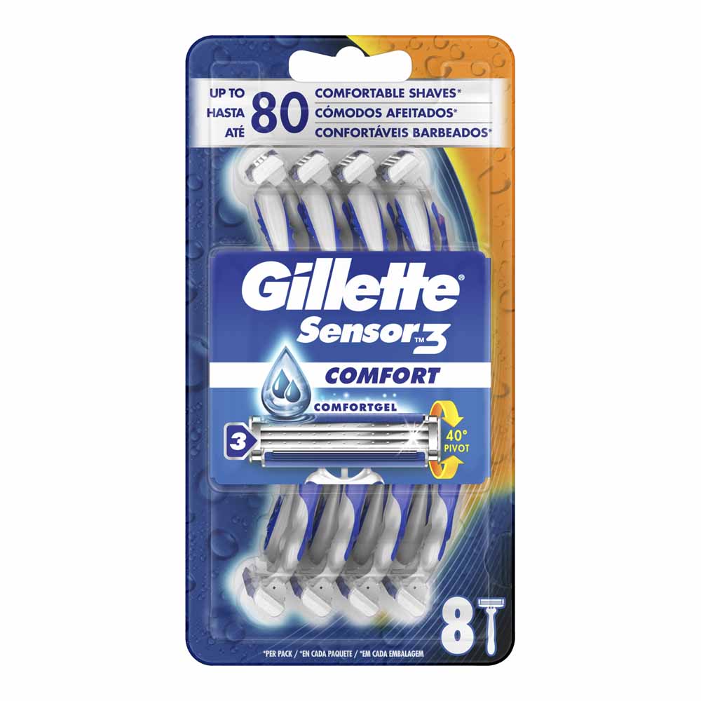 Gillette Sensor 3 Sensitive Disposable Men's Razor 8 pack Image 2