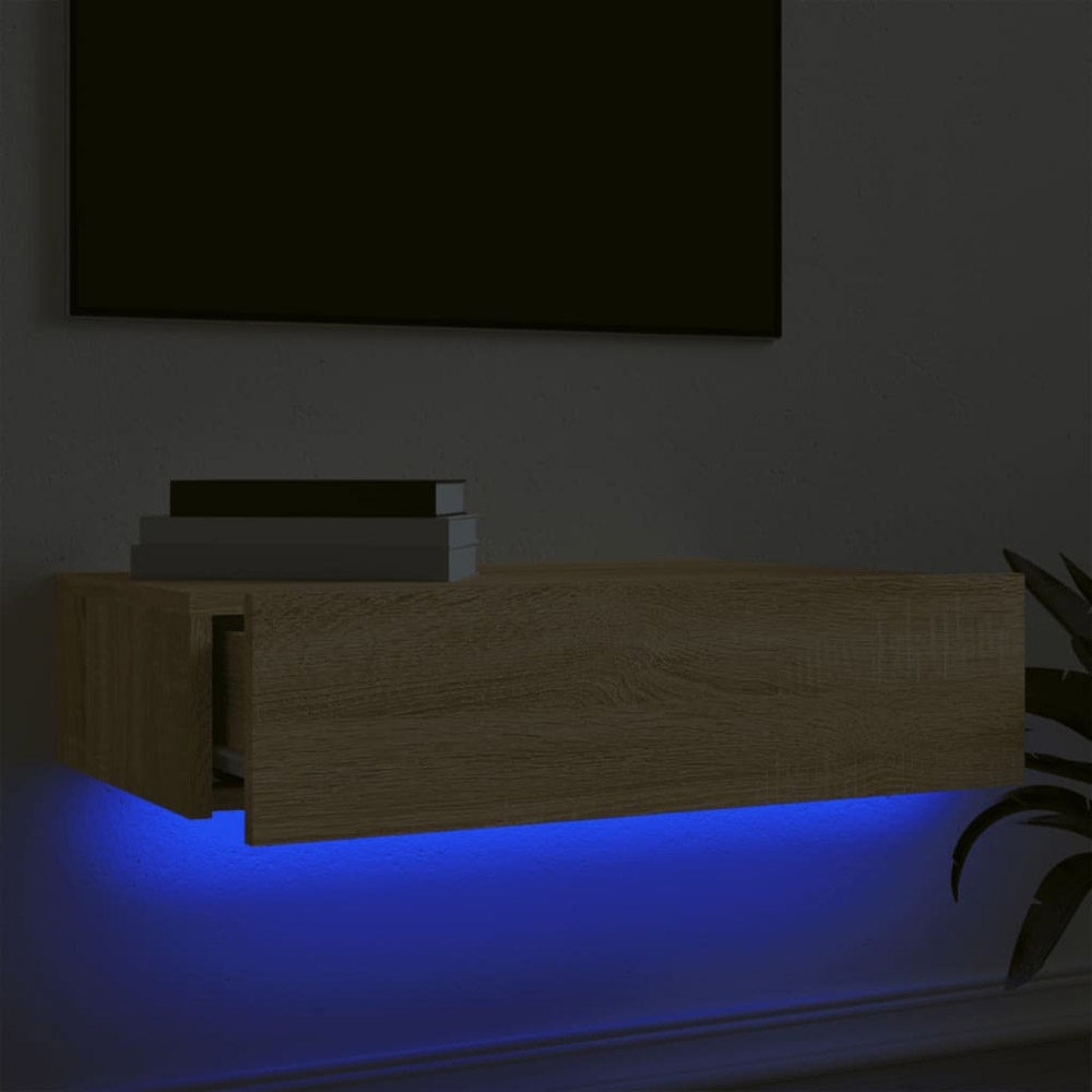 vidaXL Single Drawer Sonoma Oak Wall Mounted LED TV Cabinet Image 4