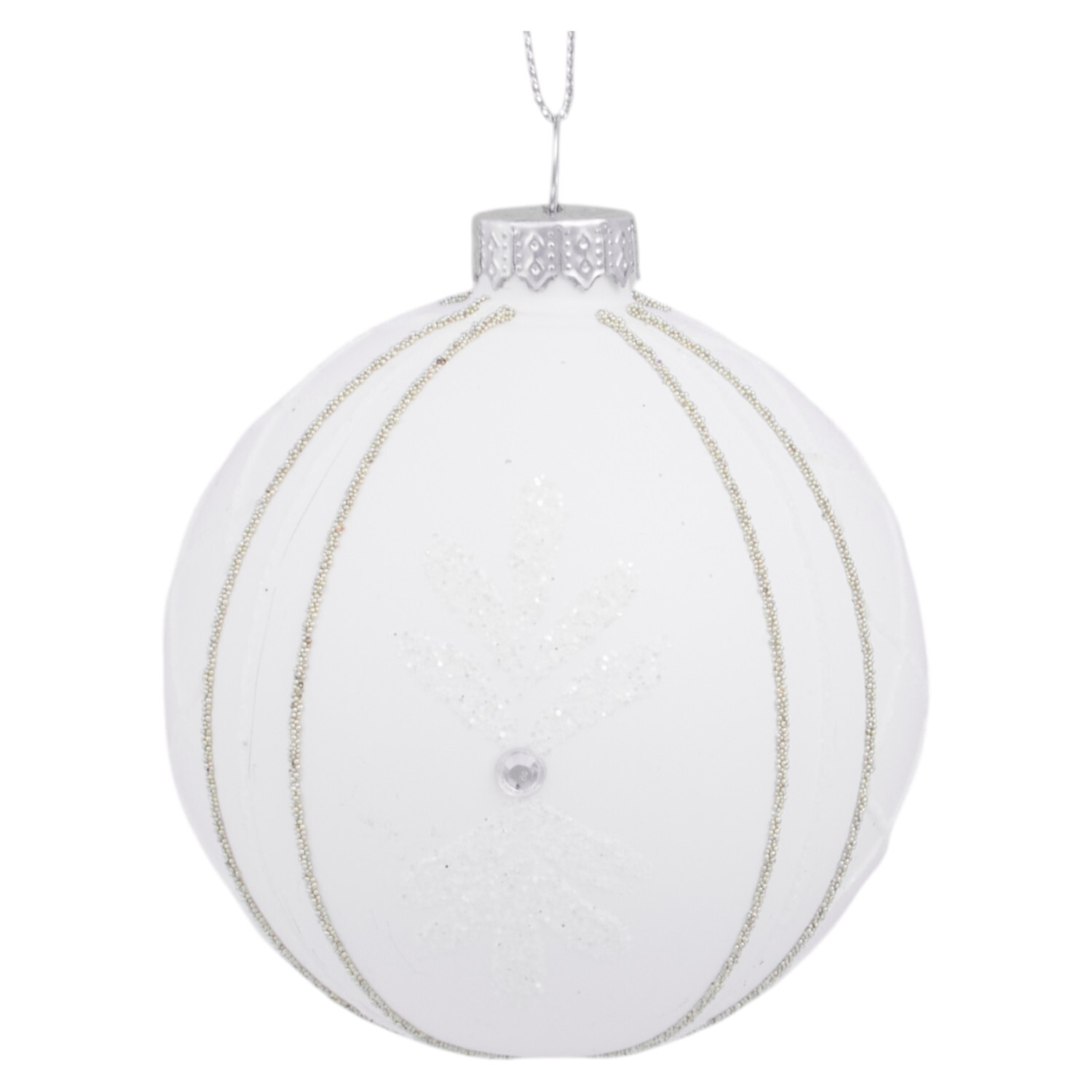 White Matte Embellished Bauble Image 4
