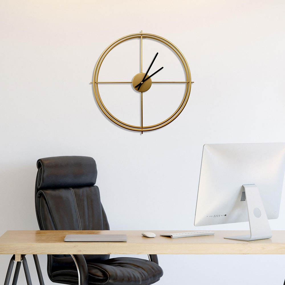 Walplus Gold Larrys Minimalist Iron Round Wall Clock 50cm Image 8