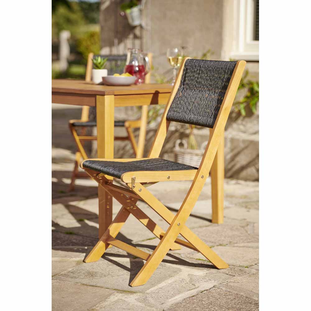 Wilko Wooden Dining Set with 6 Rope Back Chairs Image 3