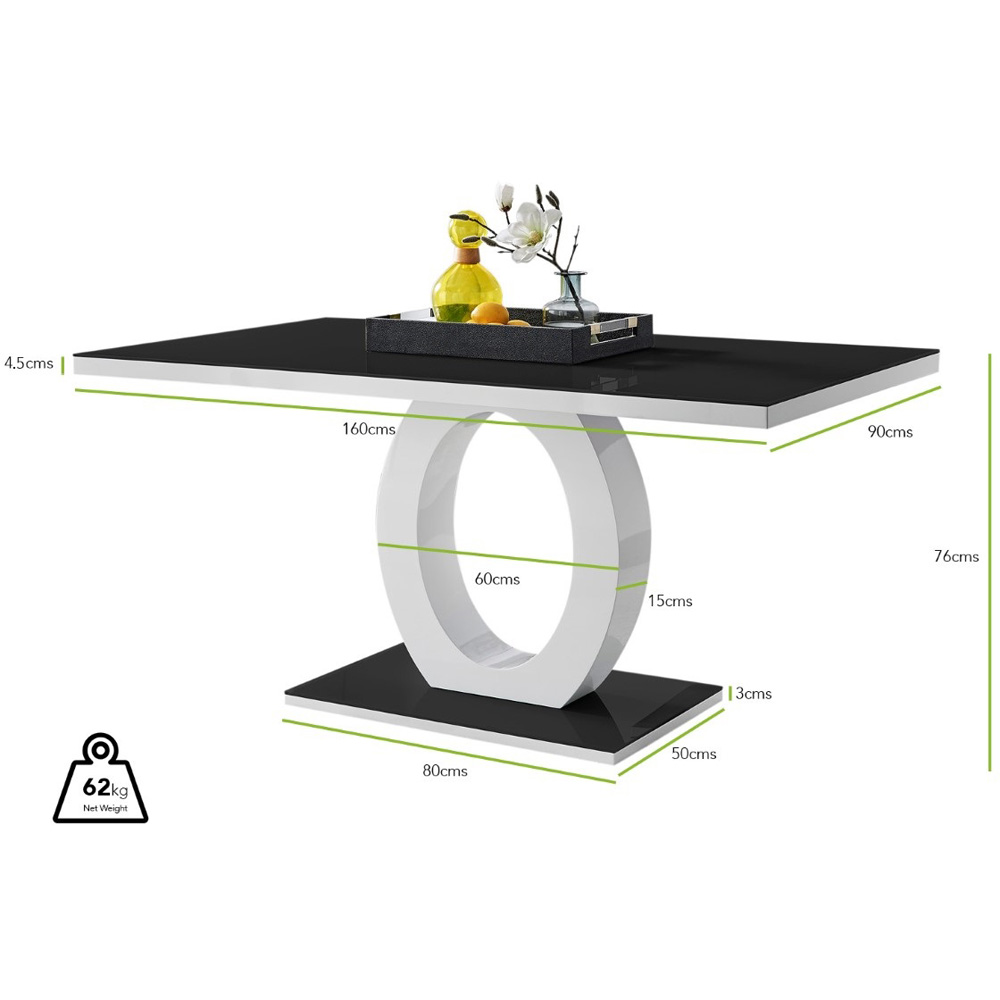 Furniturebox Lucia Valera 6 Seater Dining Set Black Gloss Cream and Gold Image 9