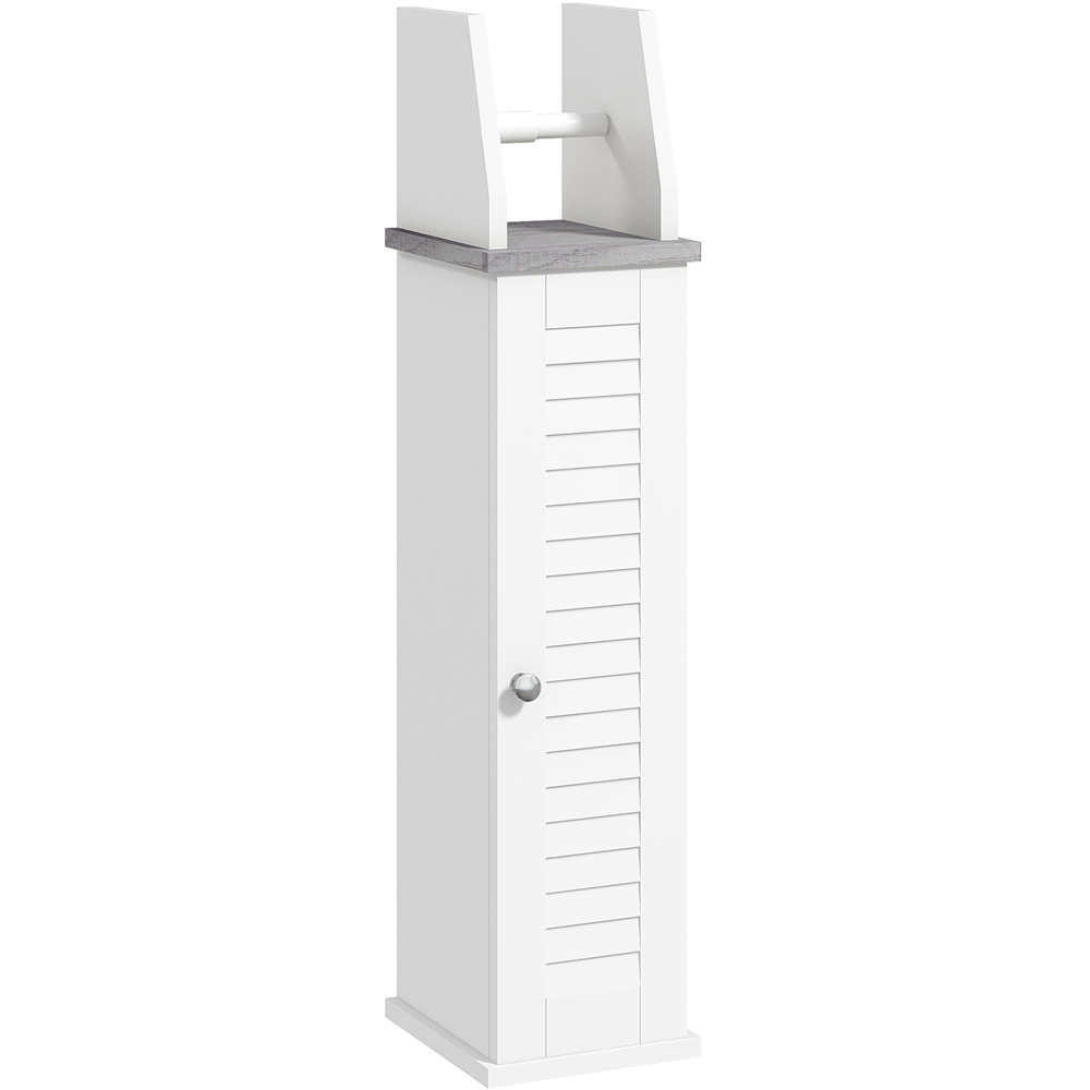 Portland Single Drawer White Slim Bathroom Cabinet with Roll Holder Image 2