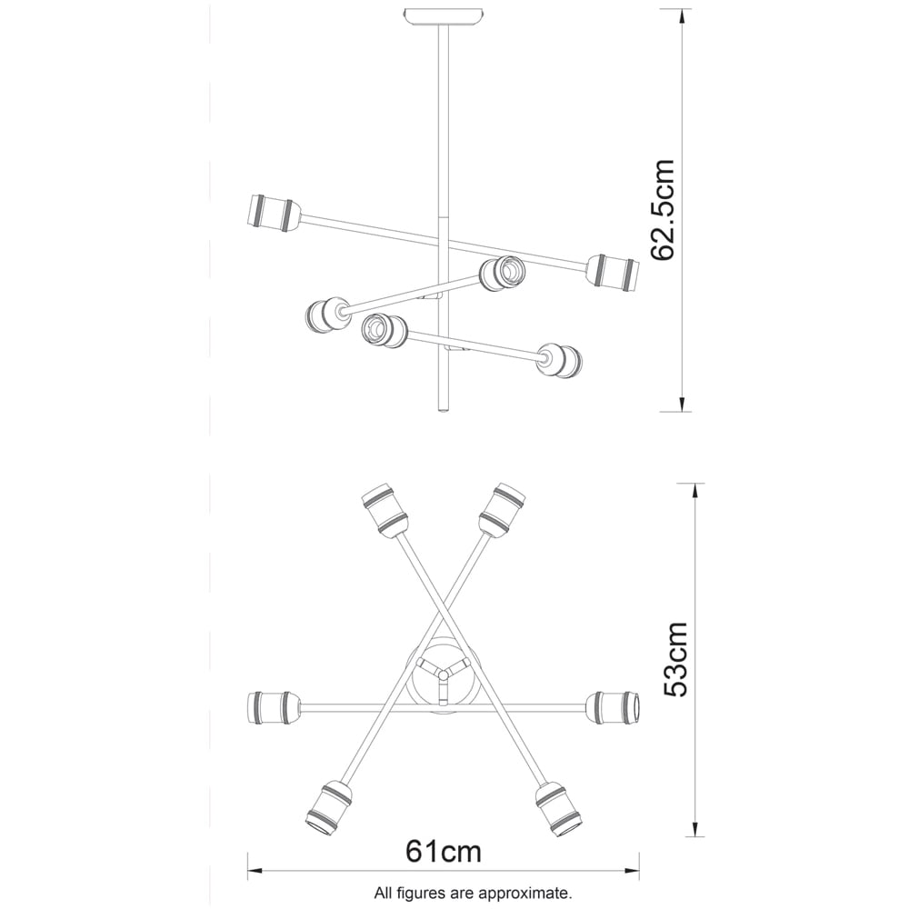 Cosylyte Charlton 6 Light Adjustable Arm Industrial Ceiling Light Image 7