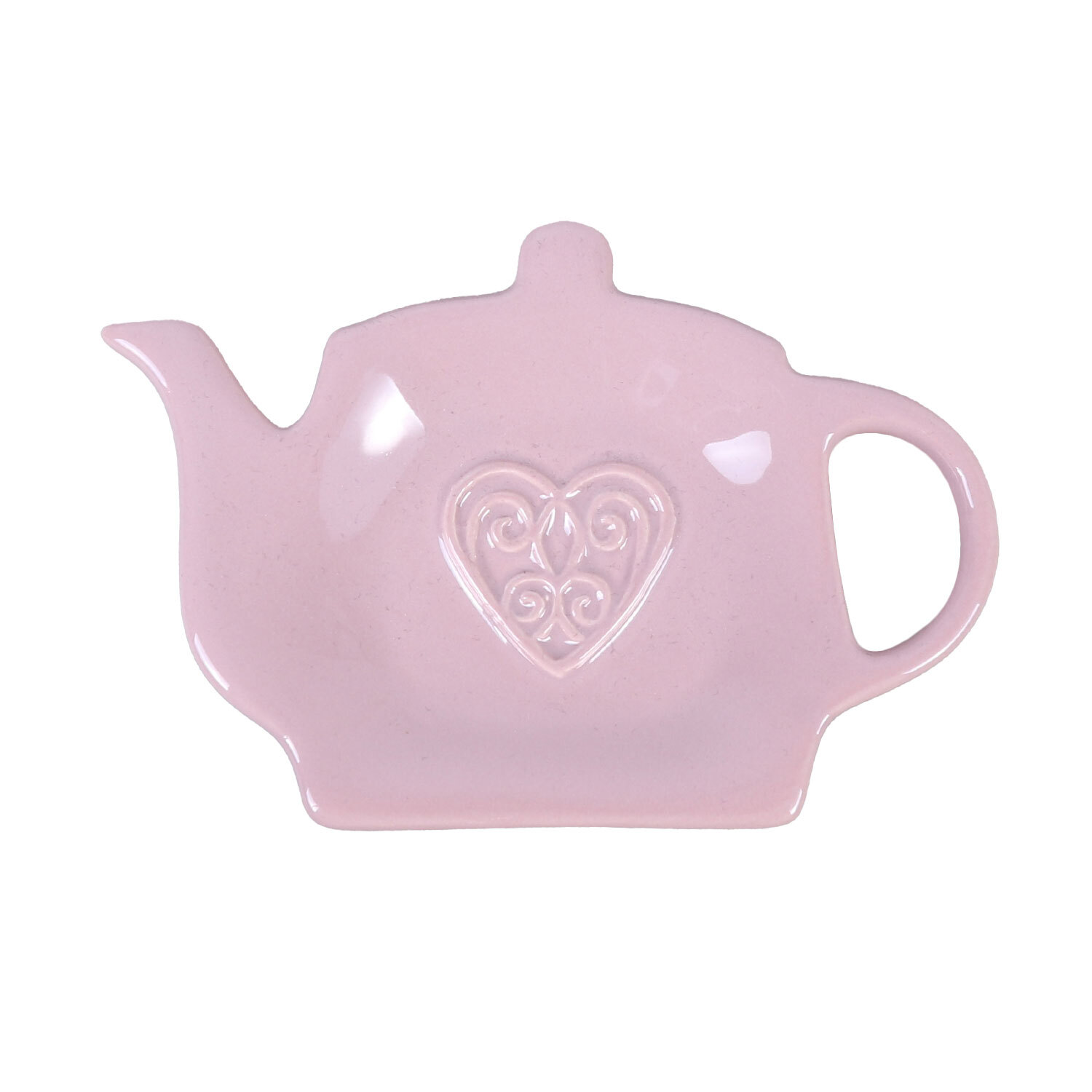 Single Embossed Heart Ceramic Teabag Tidy in Assorted styles Image 3