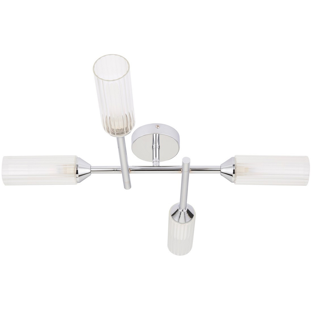 Merano Casoria 4 Light Ribbed Glass Chrome Plate Semi Flush Ceiling Light Image 1