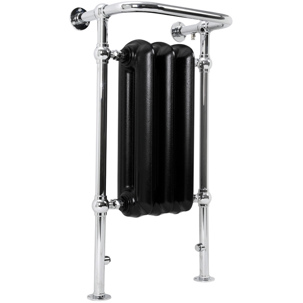 Terma 1217 BTU Flat Black and Chrome Heated Towel Rail 900 x 490mm Image 1