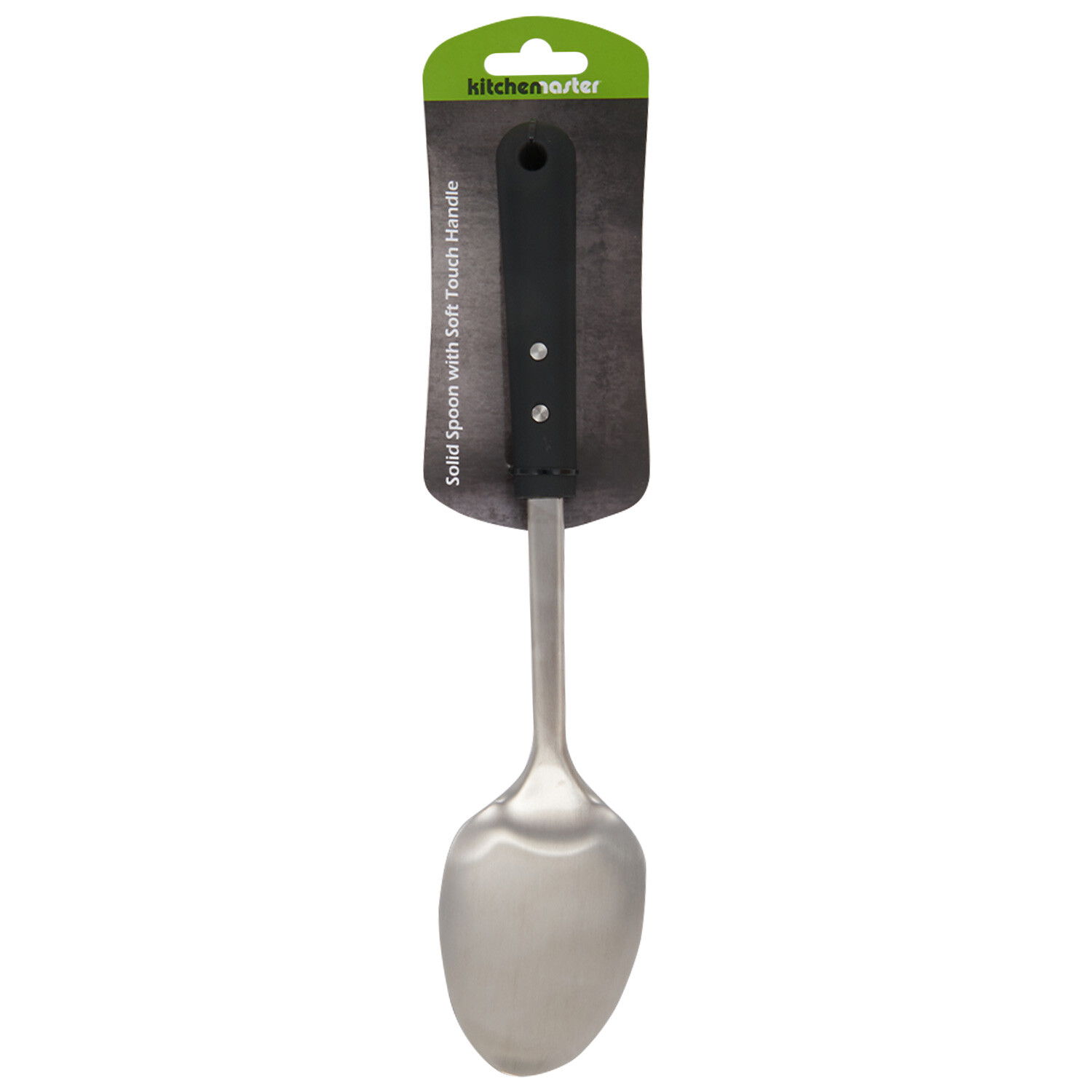 Kitchen Master Solid Spoon with Soft Touch Handle - Chrome Image 1