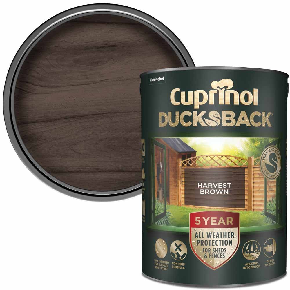 Cuprinol 5 Year Ducksback Harvest Brown Exterior Wood Paint 5L Image 1