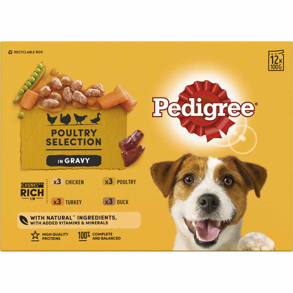 Pedigree Poultry Selection in Gravy and Jelly Adult Wet Dog Food Pouches 12 x 100g Image 3