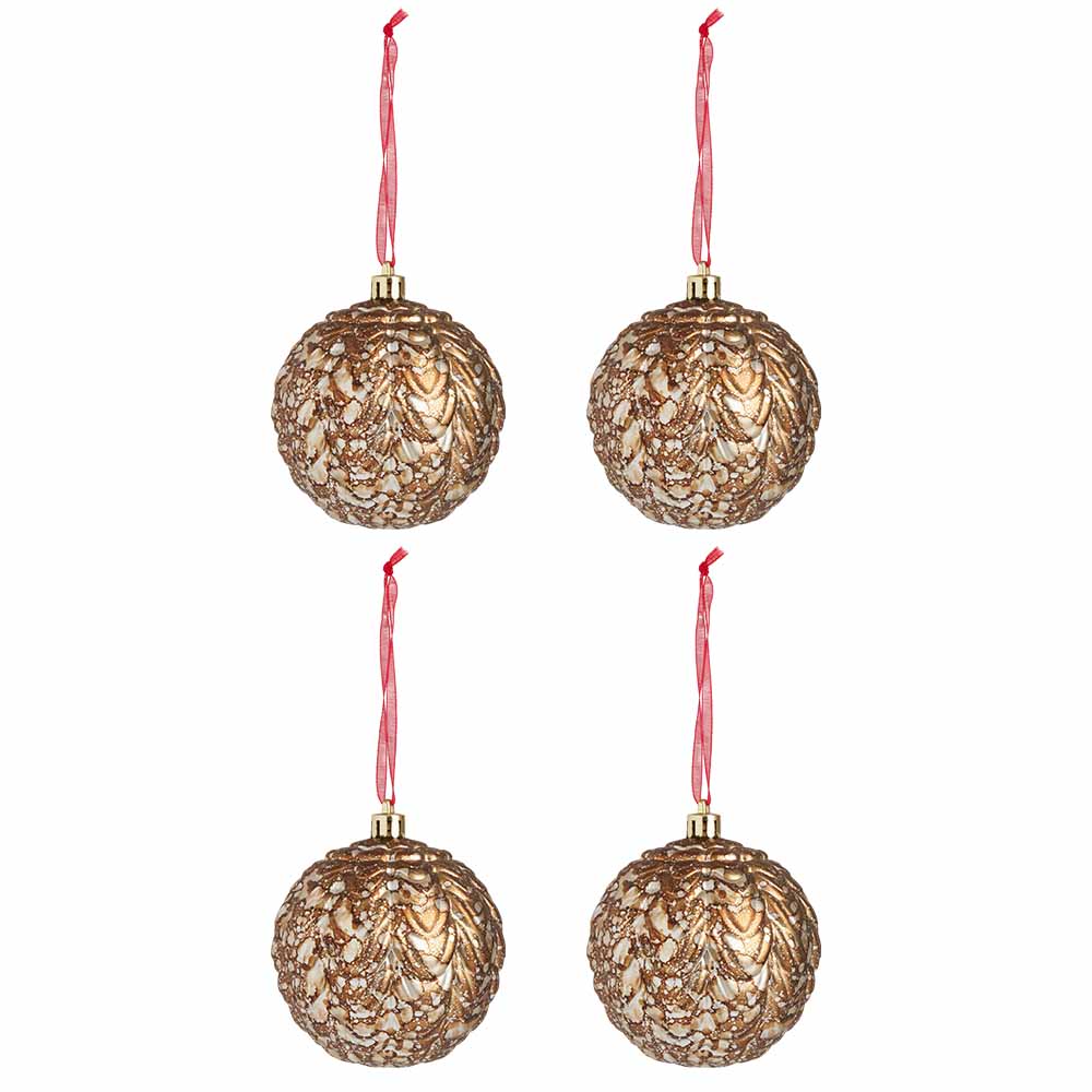 Wilko Rococo Gold Drape Ball Christmas Baubles 4 Pack Image 2