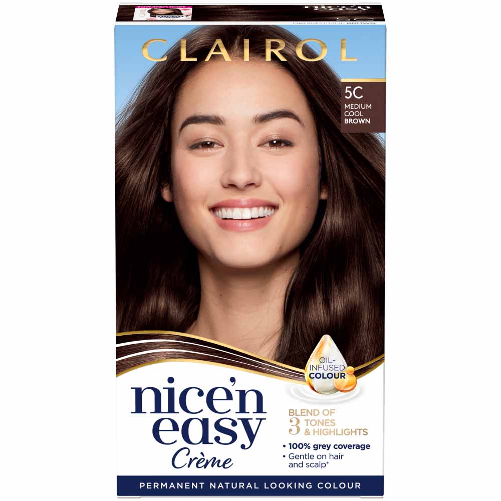 Clairol Nice'n Easy Medium Cool Brown 5C Permanent  Hair Dye Image 1