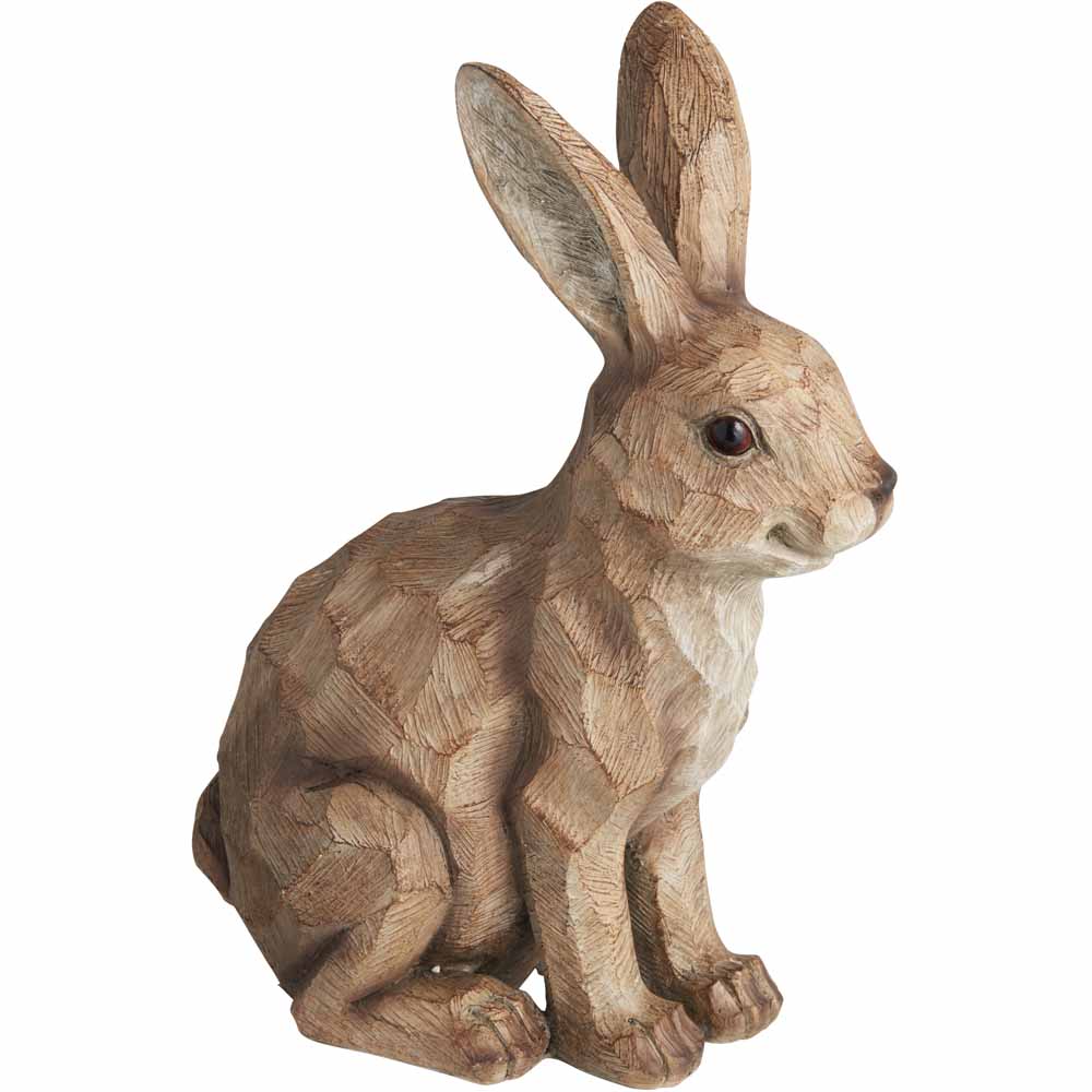 Wilko Wood Effect Rabbit Ornament Image 2