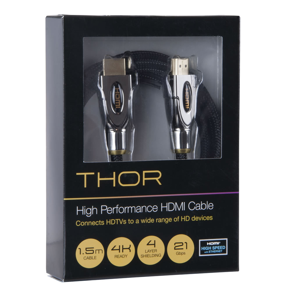Thor 1.5m 4K Ready High Performance Gold Plated HDMI Cable Image 2