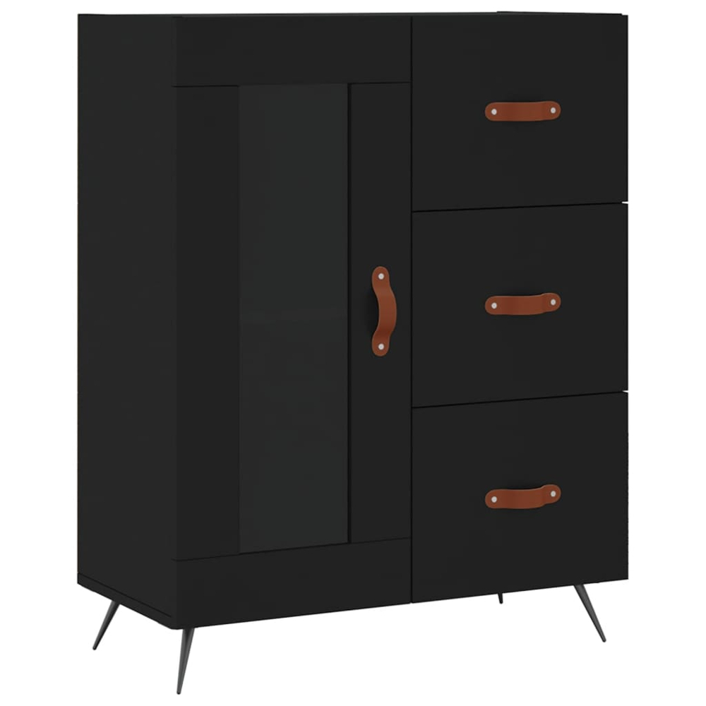 vidaXL 3 Glass Door 3 Drawer Black Highboard Image 7