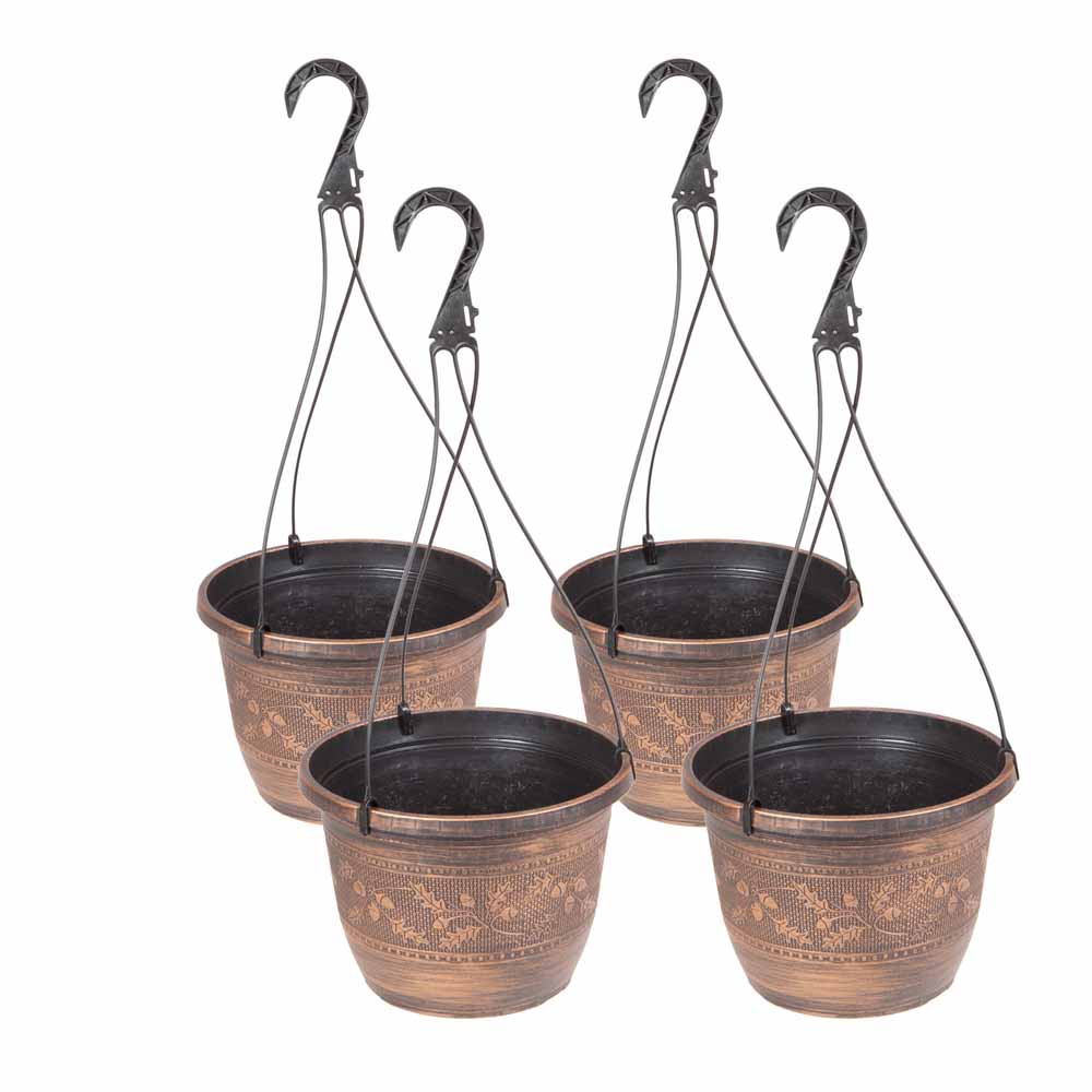 wilko 25cm 4 Pack Acorn Plastic Hanging Baskets Image 1