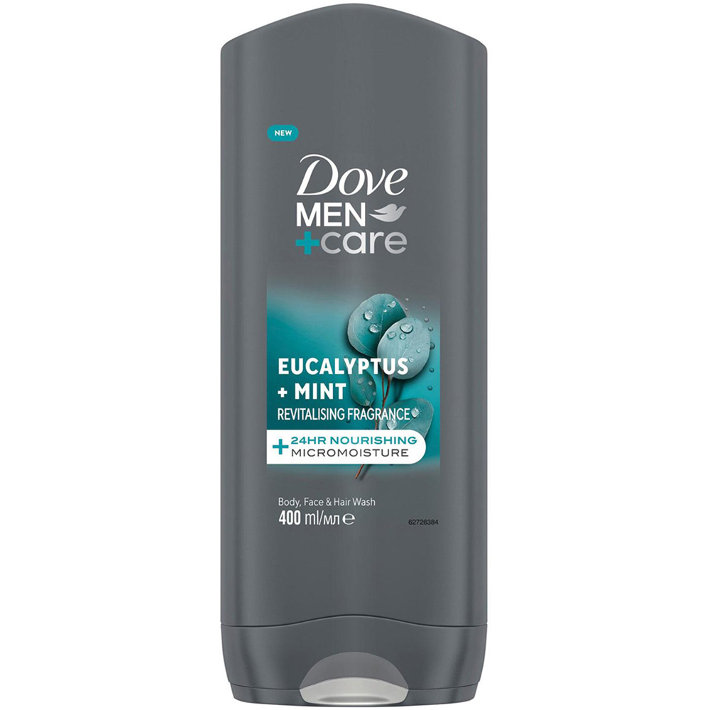 Dove Men + Care Eucalyptus and Mint 3-in-1 Body Face and Hair Wash 400ml 3 Pack Image 2