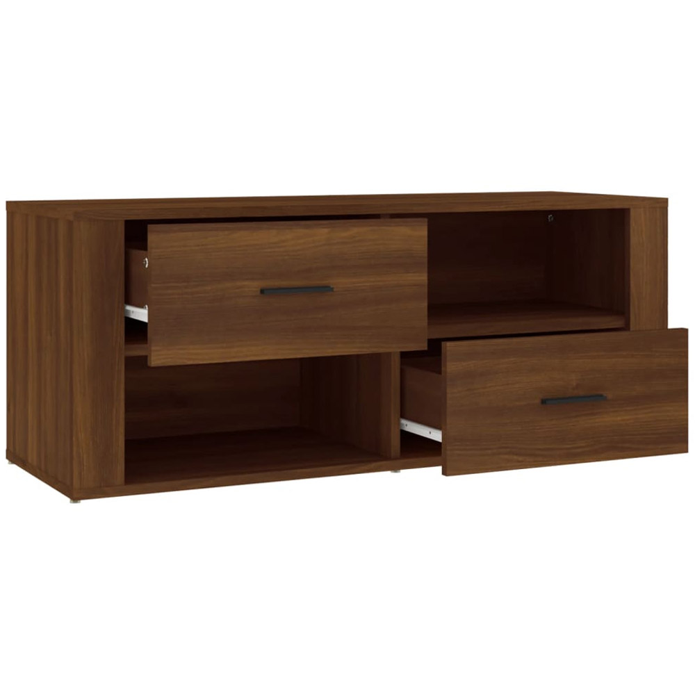 vidaXL 2 Drawer 2 Open Shelf Brown Oak TV Cabinet Image 7