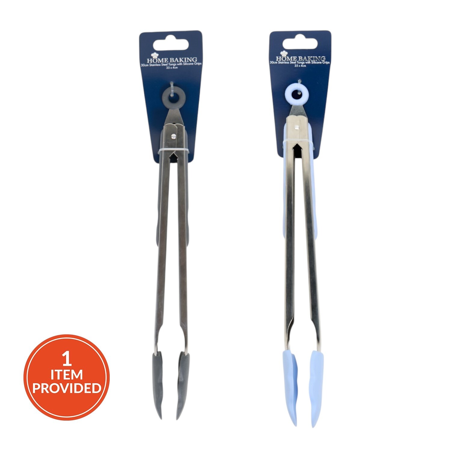 Stainless Steel and Silicone Food Tongs 12in 30cm Image 1