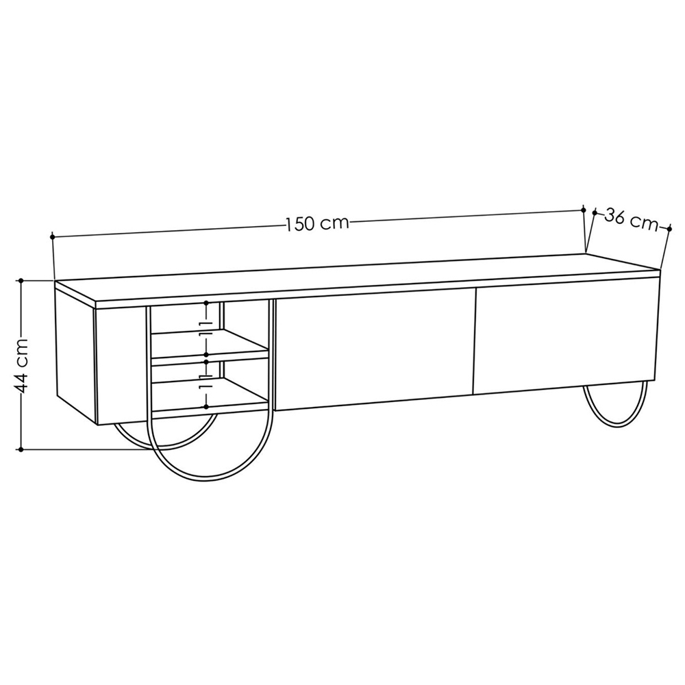 FWStyle Norfolk 2 Door 2 Shelf Dark Oak Wide TV Unit Image 7
