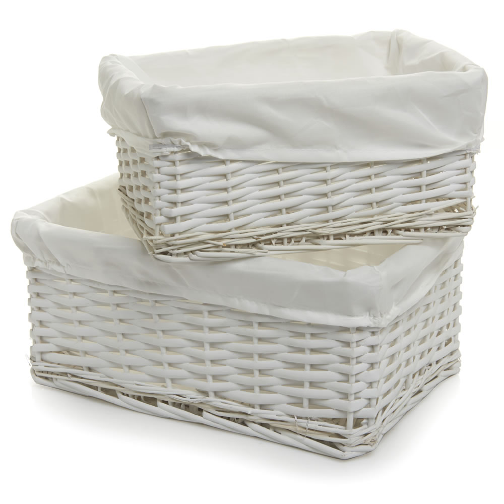 Wilko Willow Storage Basket White Set of 2 Wilko