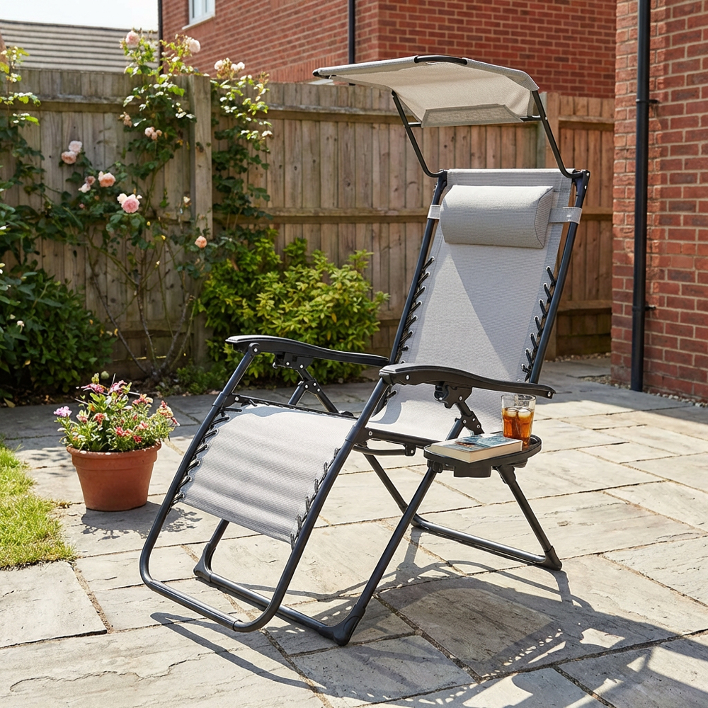 Zero Gravity Chair Canopy and Cup Holder - Grey Image 8