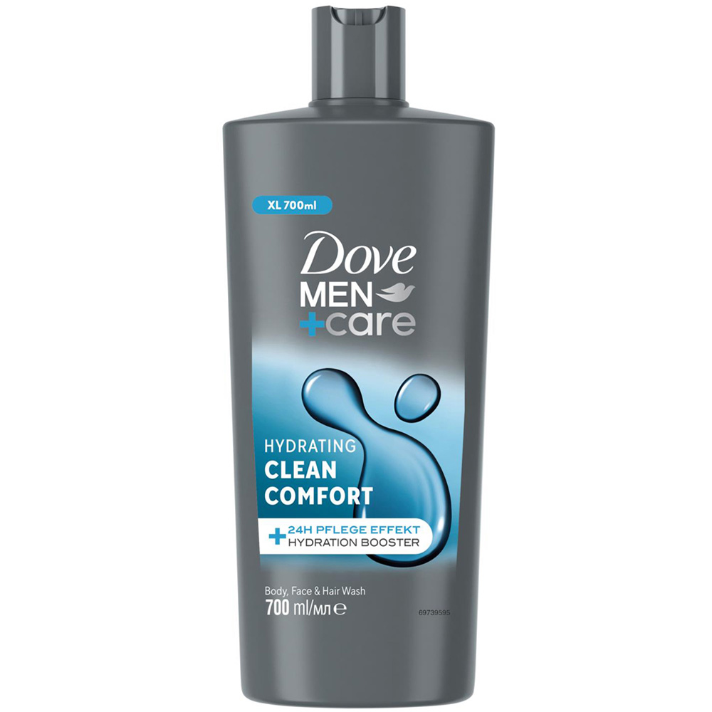 Dove Men + Care Hydrating Clean Comfort 3-in-1 Body Face and Hair Wash 700ml 3 Pack Image 2