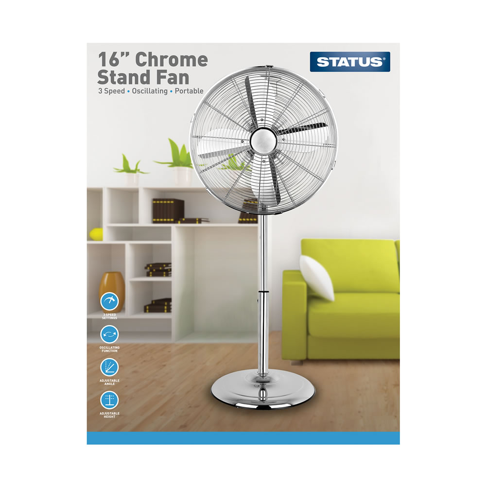 Status Stand Fan 16 Inch 3 Speed Setting Chrome Image 2