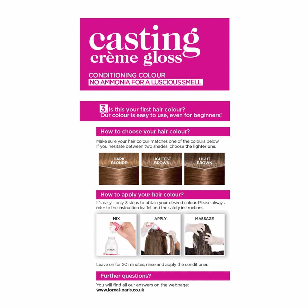 L'Oreal Paris Casting Creme Gloss 603 Chocolate Caramel Brown Semi-Permanent Hair Dye Image 2