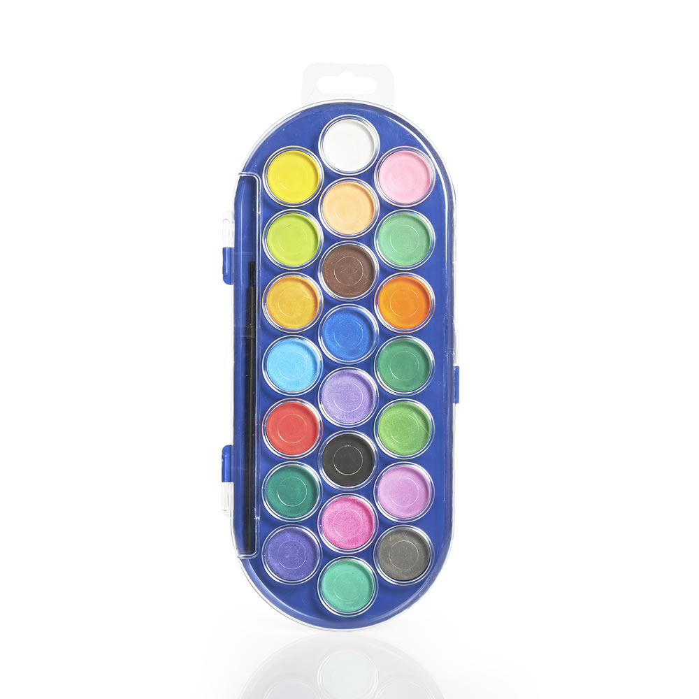 Wilko Let's Create Watercolour Paints and Brush 22 Colours Image 1