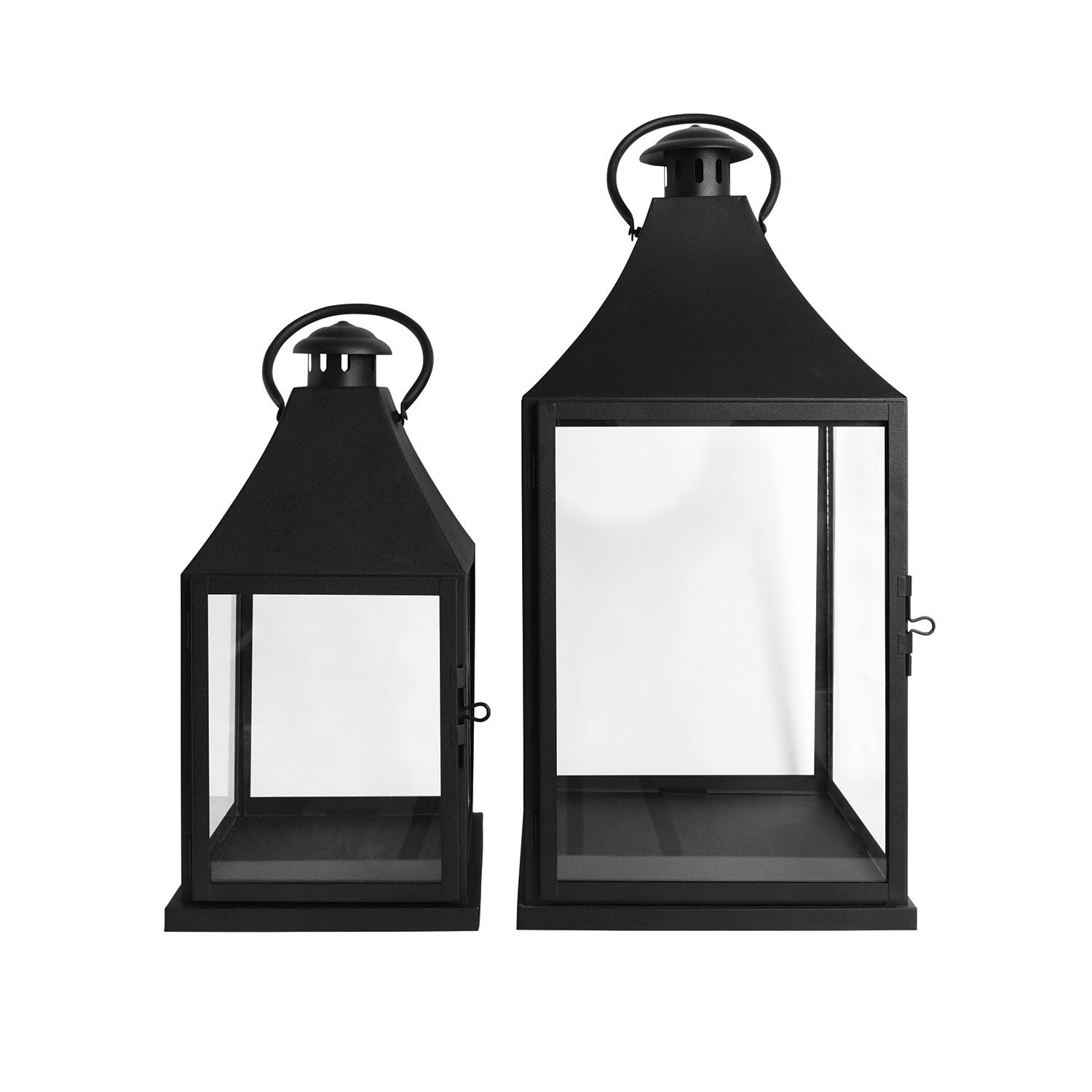 Set of 2 Lantern Matte Black - Black Image 1