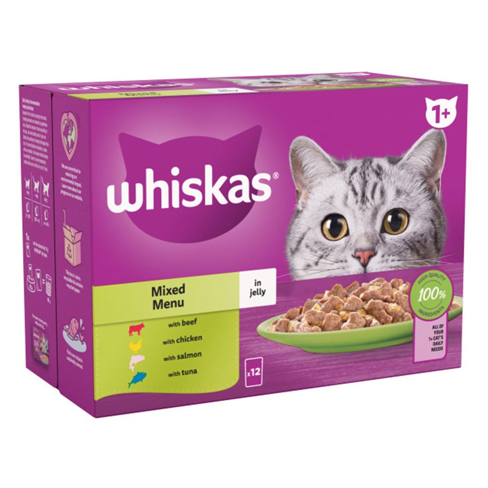 Whiskas Mixed Menu Selection in Jelly Adult Wet Cat Food Pouches 85g Case of 4 x 12 Pack Image 3