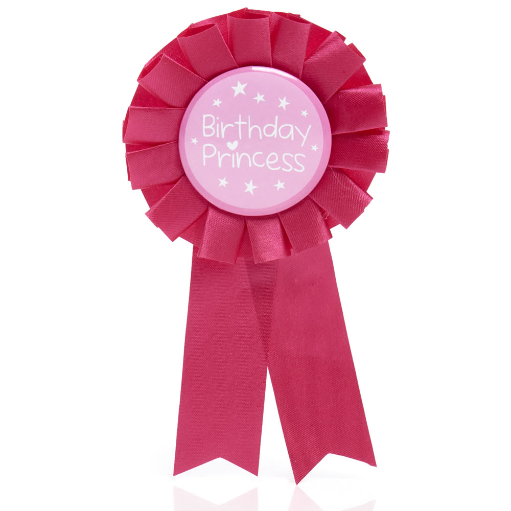 Wilko Pink Birthday Princess Rosette Image